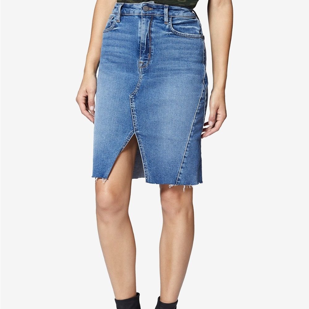 NWT Sanctuary Women Blue Sia‎ ALine Front Slit DENIM Skirt Size 26